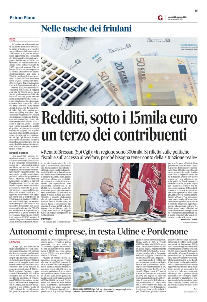 In Fvg 300mila sotto i 15mila euro di reddito. Bressan: 